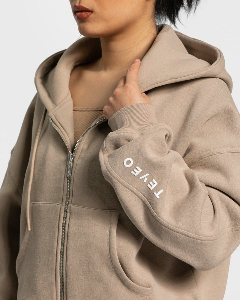 Teveo Sassy Zip Hoodie Beige | EDEK2072