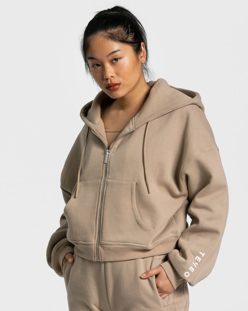 Teveo Sassy Zip Hoodie Beige | EDEK2072