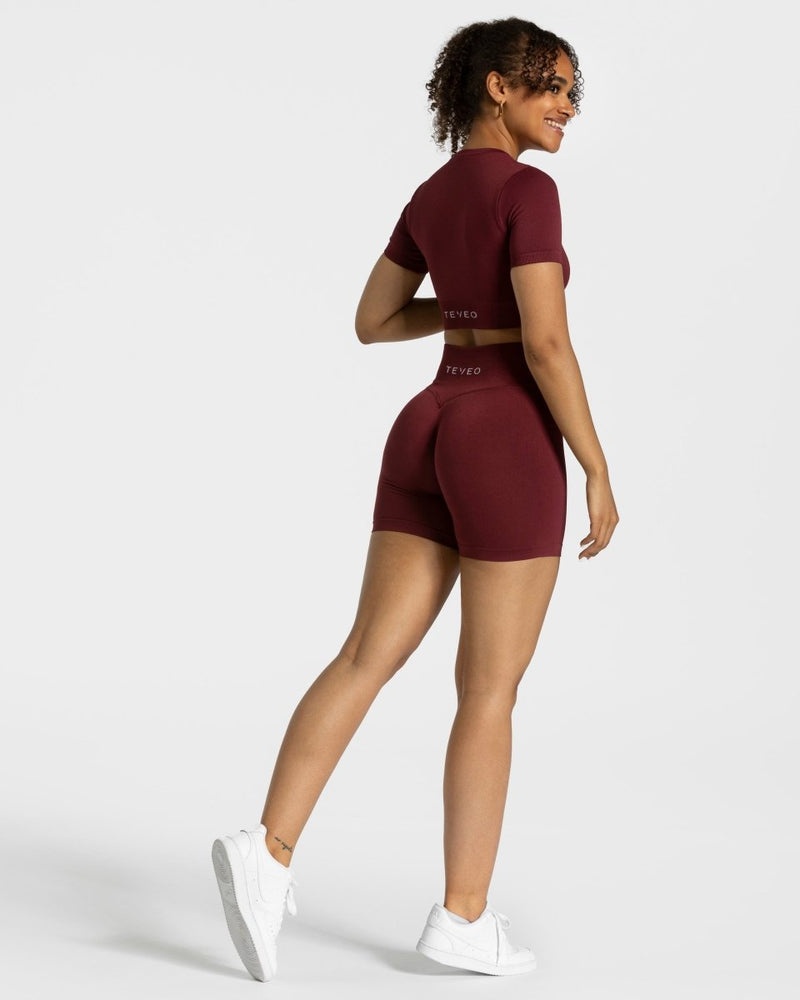 Teveo Sensation Crop Top Burgundy Red | XBWI3455