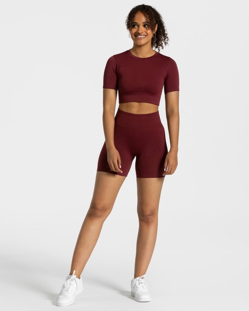 Teveo Sensation Crop Top Burgundy Red | XBWI3455