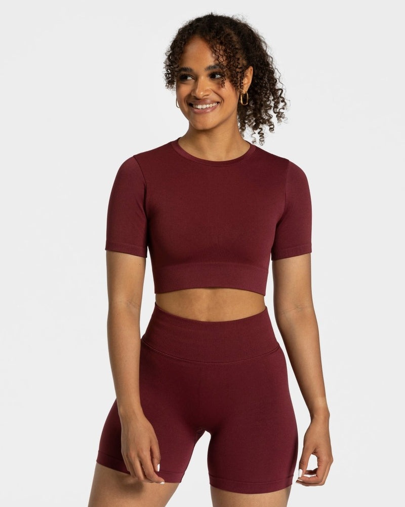 Teveo Sensation Crop Top Burgundy Red | XBWI3455