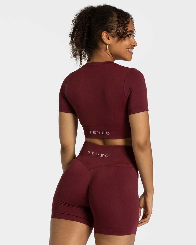 Teveo Sensation Crop Top Burgundy Red | XBWI3455