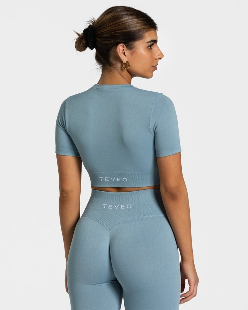 Teveo Sensation Crop Top Grey Blue | PXVI6628