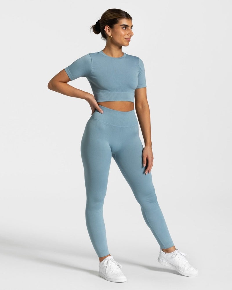 Teveo Sensation Crop Top Grey Blue | PXVI6628