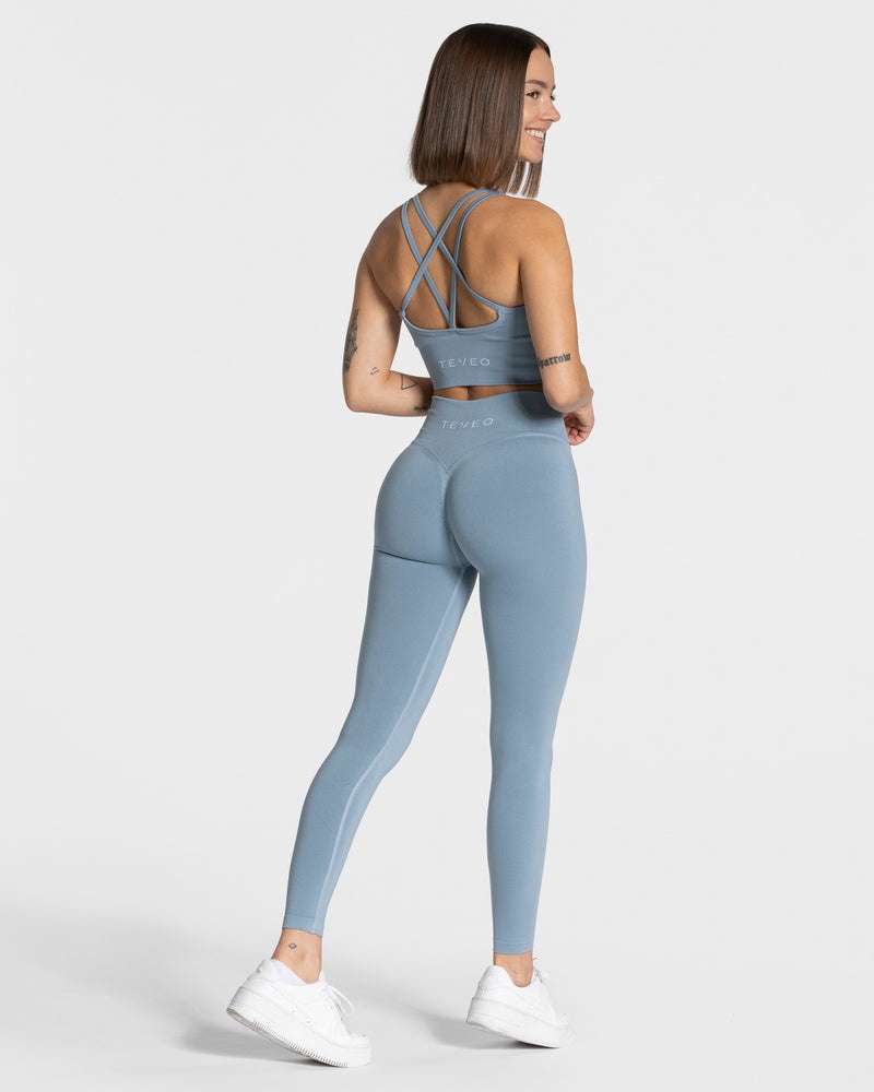 Teveo Statement Scrunch Leggings Grey Blue | XBVH5842