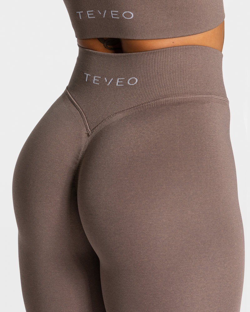 Teveo Statement Scrunch Leggings Beige | TNCQ2137