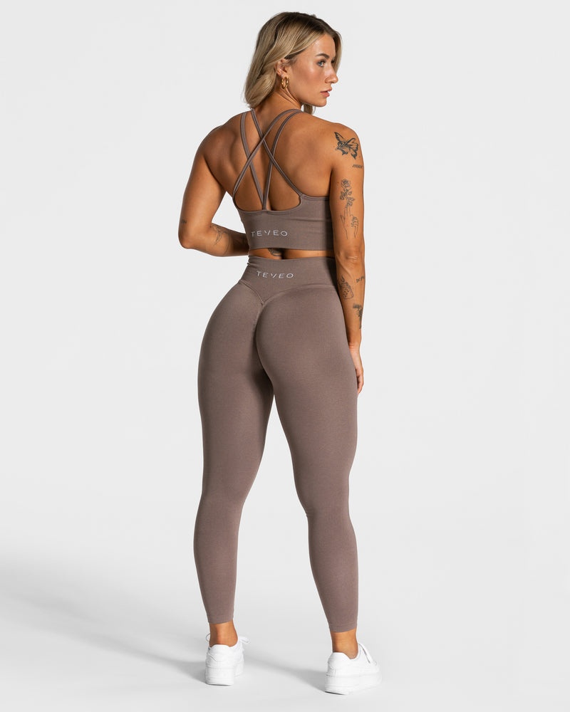 Teveo Statement Scrunch Leggings Beige | TNCQ2137