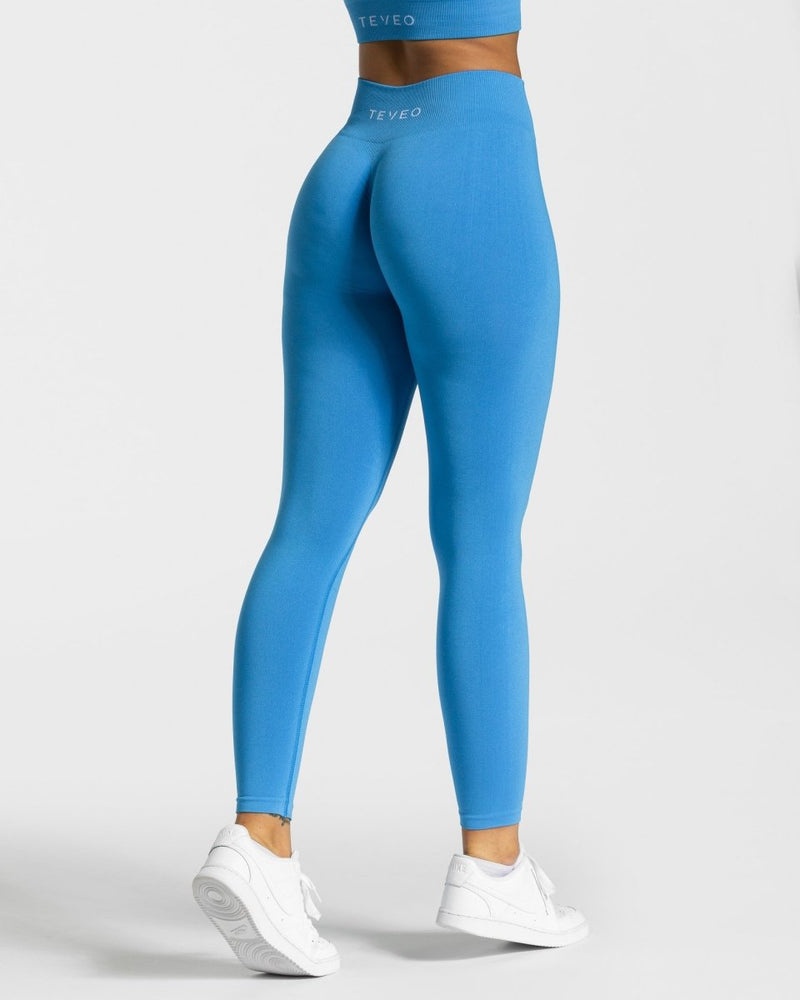 Teveo Timeless Scrunch Leggings Blue | OZLF4495