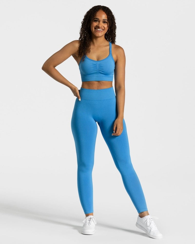 Teveo Timeless Scrunch Leggings Blue | OZLF4495