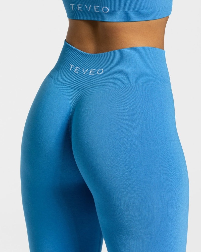 Teveo Timeless Scrunch Leggings Blue | OZLF4495