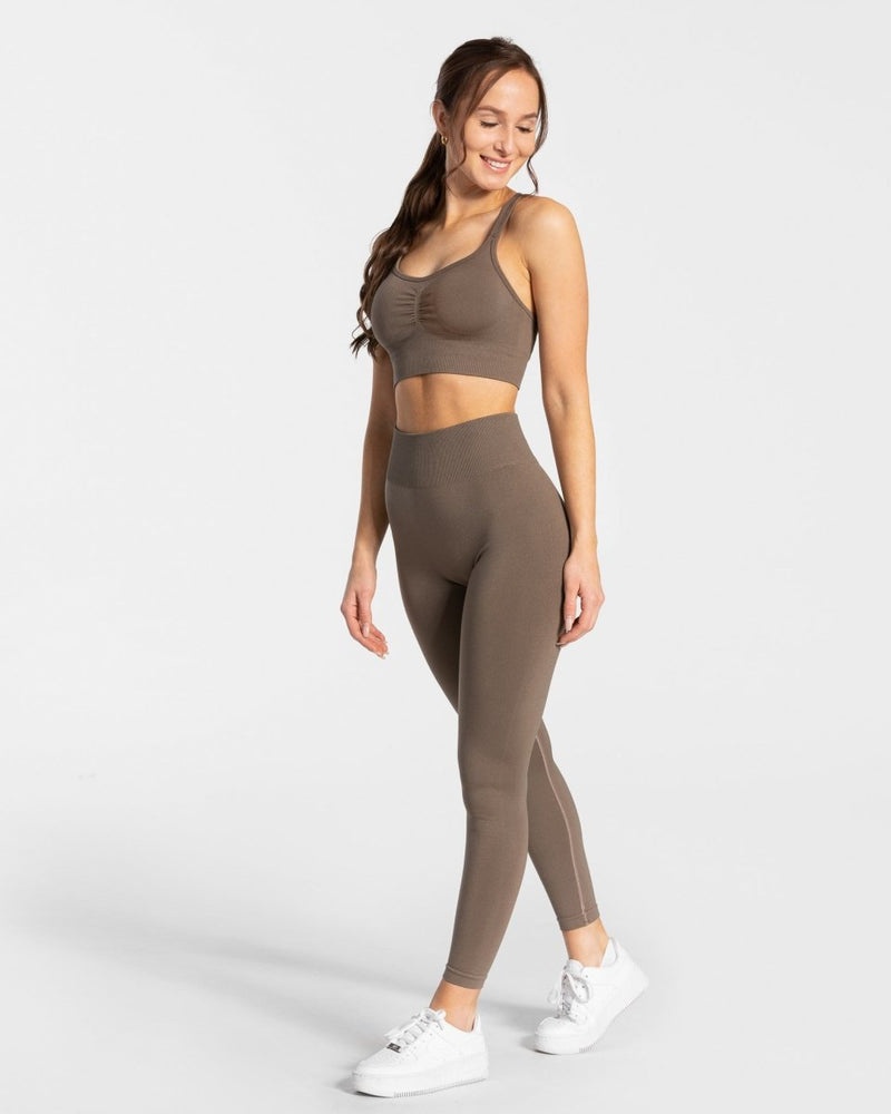 Teveo Timeless Scrunch Leggings Grey Brown | AQYC7467