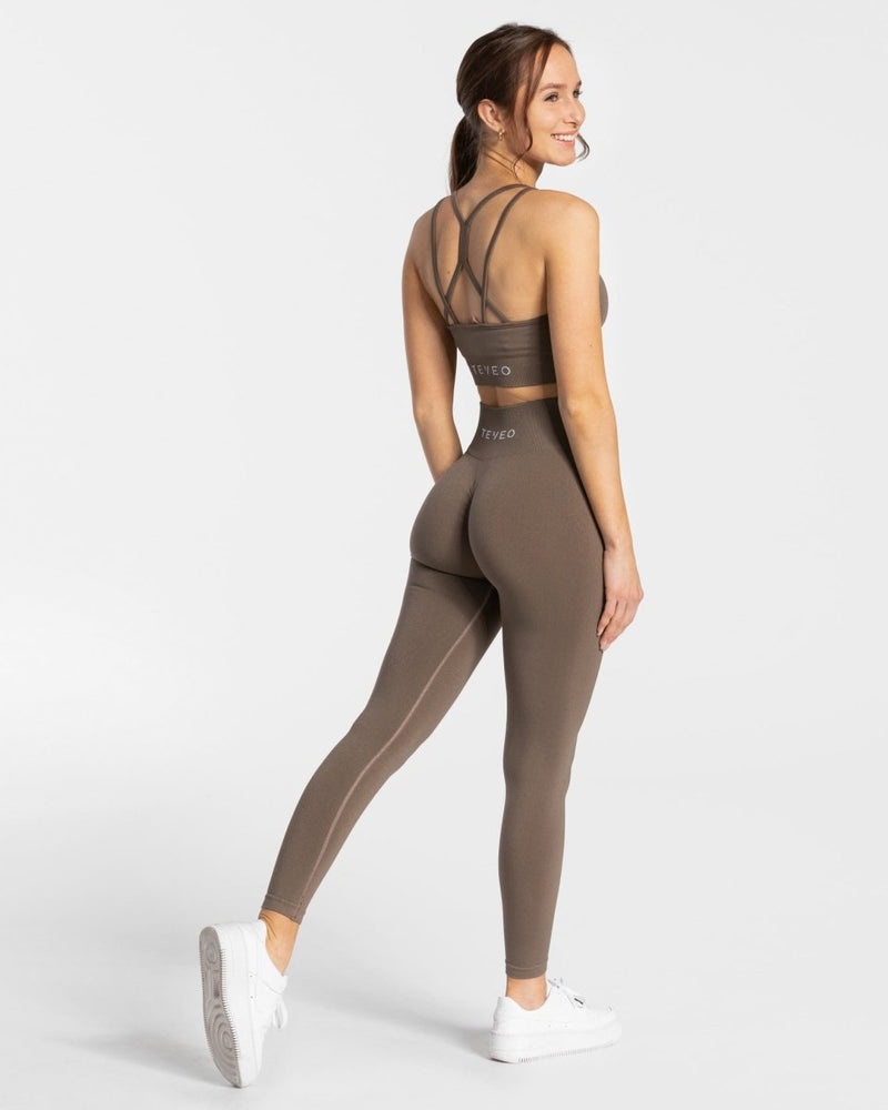 Teveo Timeless Scrunch Leggings Grey Brown | AQYC7467