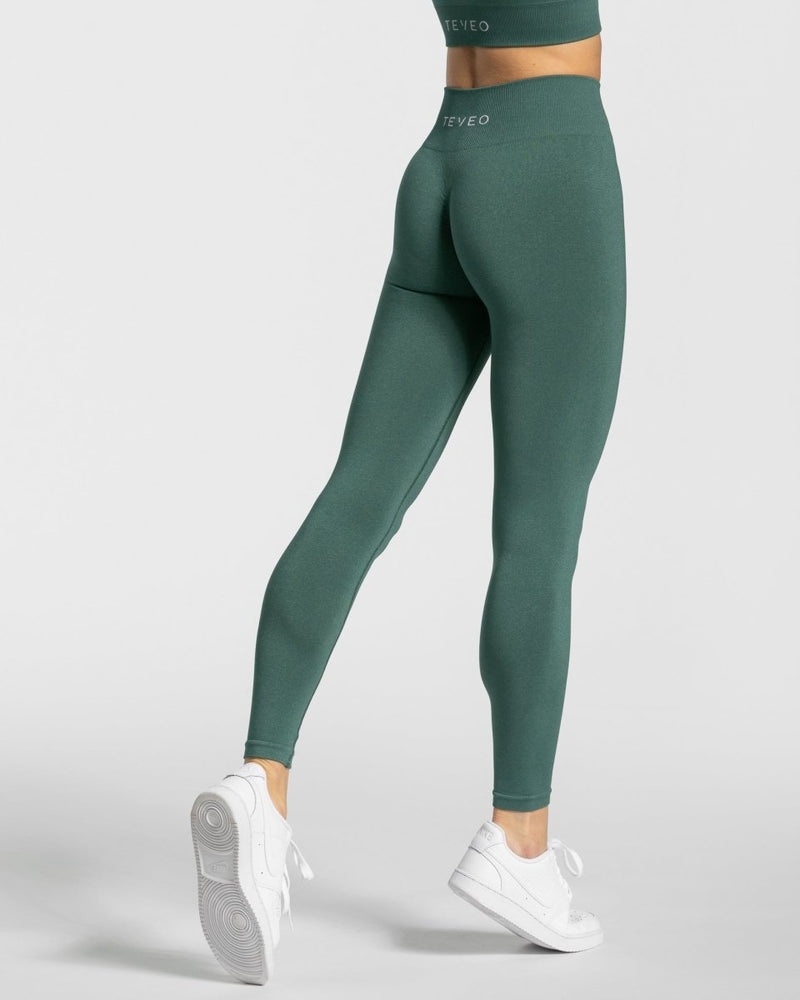 Teveo Timeless Scrunch Leggings Dark Green | RQNH1228