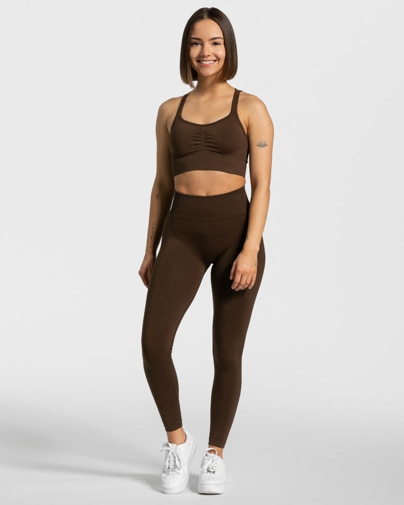 Teveo Timeless Scrunch Leggings Dark Brown | XREZ4489