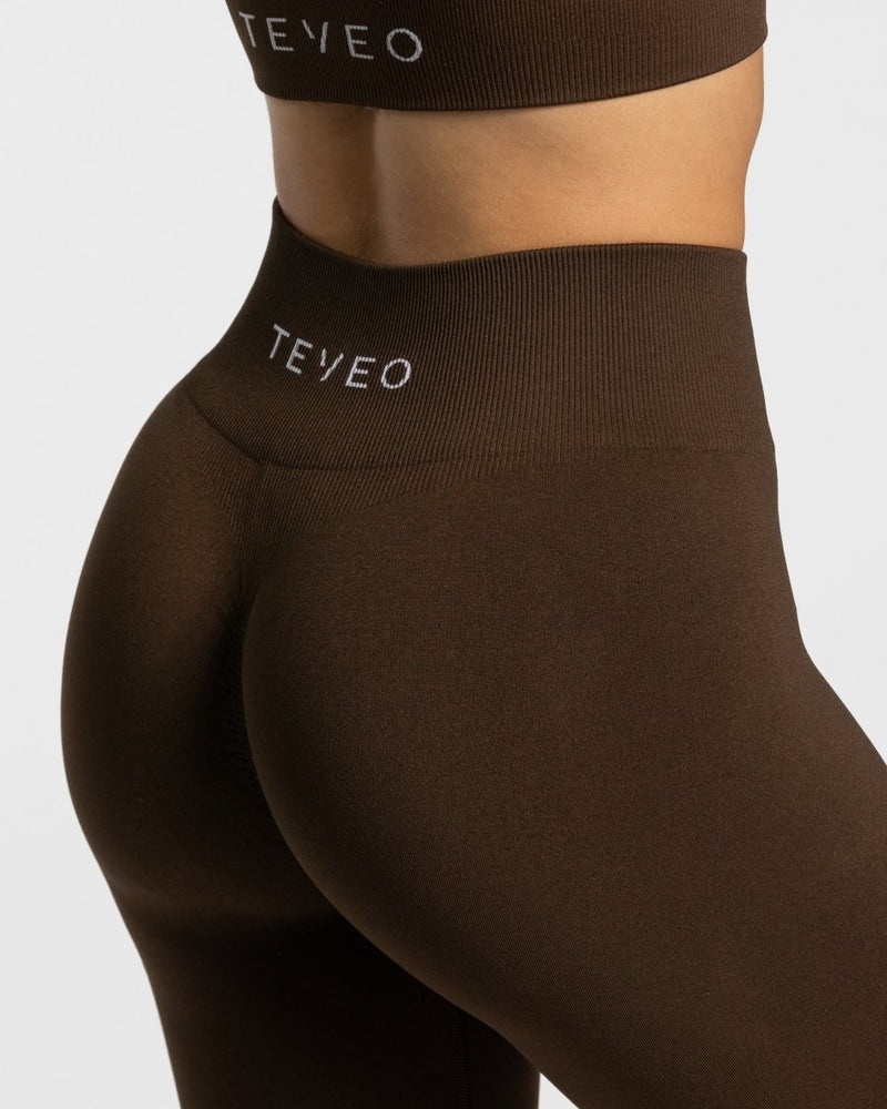 Teveo Timeless Scrunch Leggings Dark Brown | XREZ4489