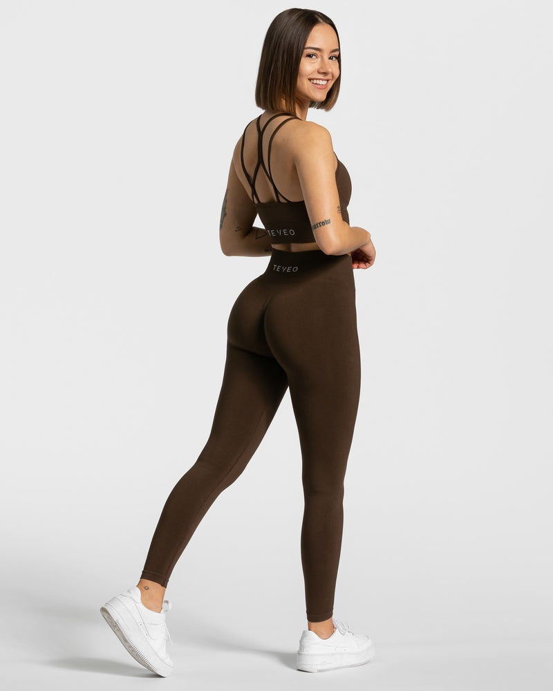 Teveo Timeless Scrunch Leggings Dark Brown | XREZ4489