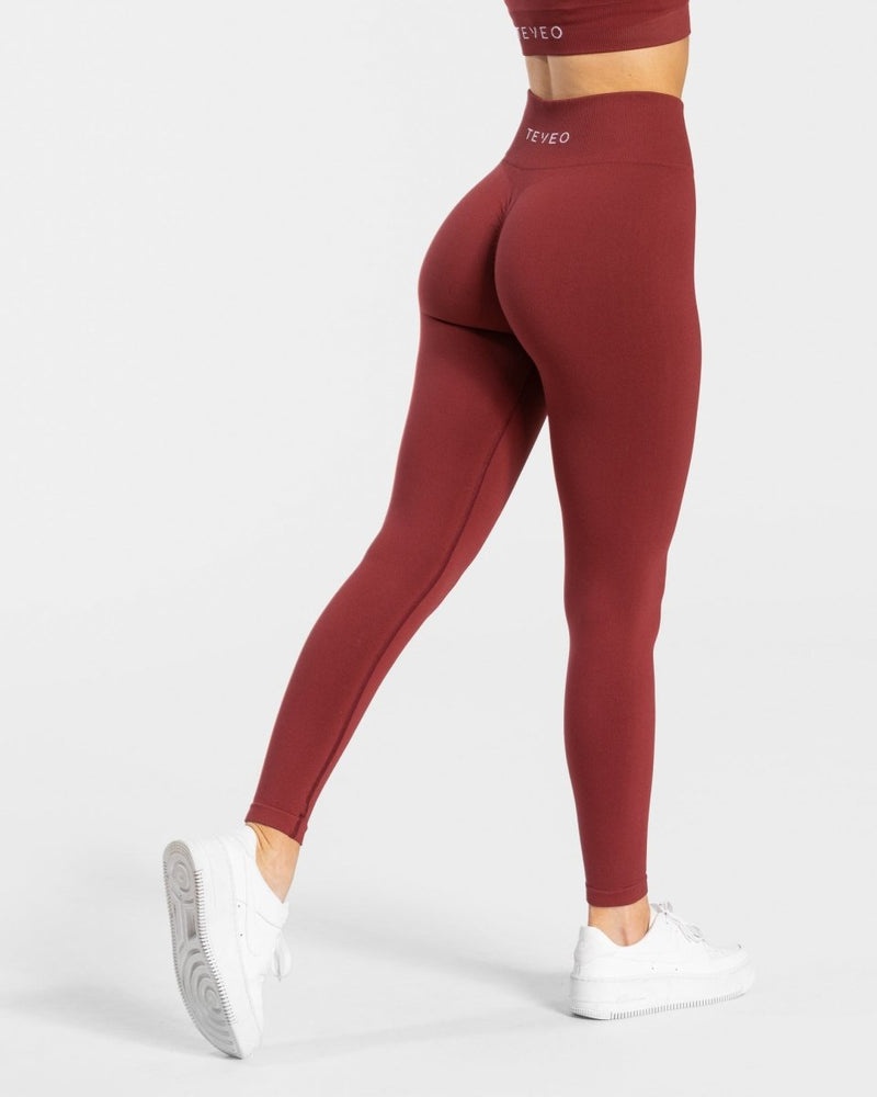 Teveo Timeless Scrunch Leggings Burgundy Red | ZGOU9312