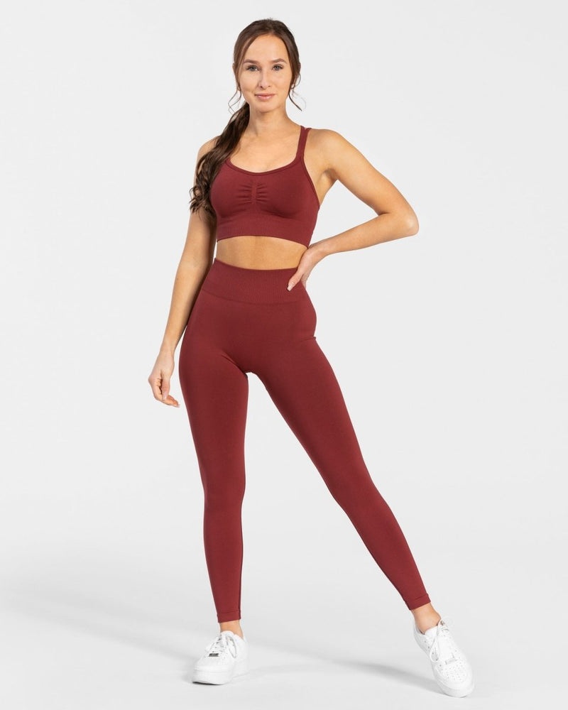 Teveo Timeless Scrunch Leggings Burgundy Red | ZGOU9312