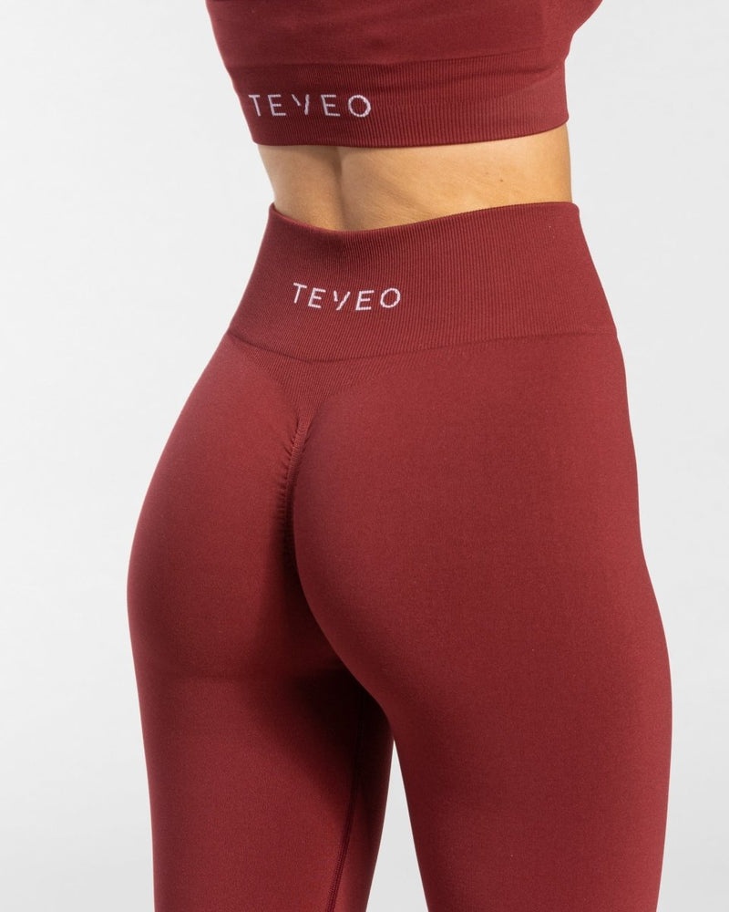 Teveo Timeless Scrunch Leggings Burgundy Red | ZGOU9312