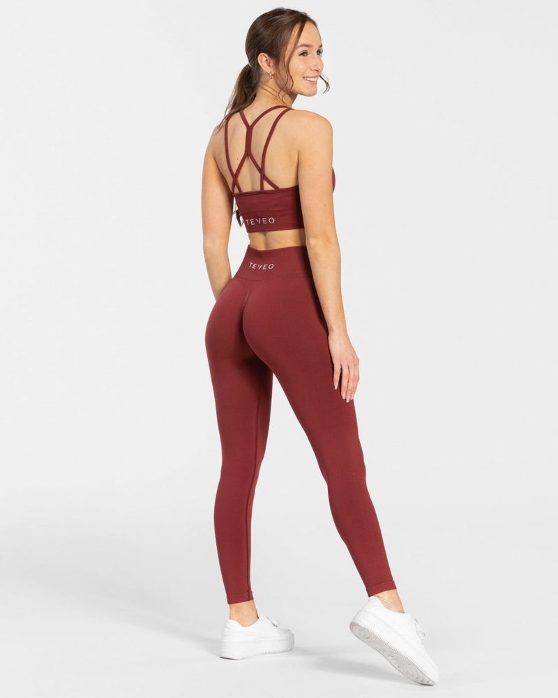 Teveo Timeless Scrunch Leggings Burgundy Red | ZGOU9312