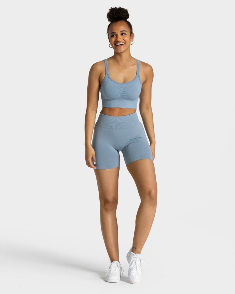 Teveo Timeless Scrunch Short Grey Blue | HVUJ9094