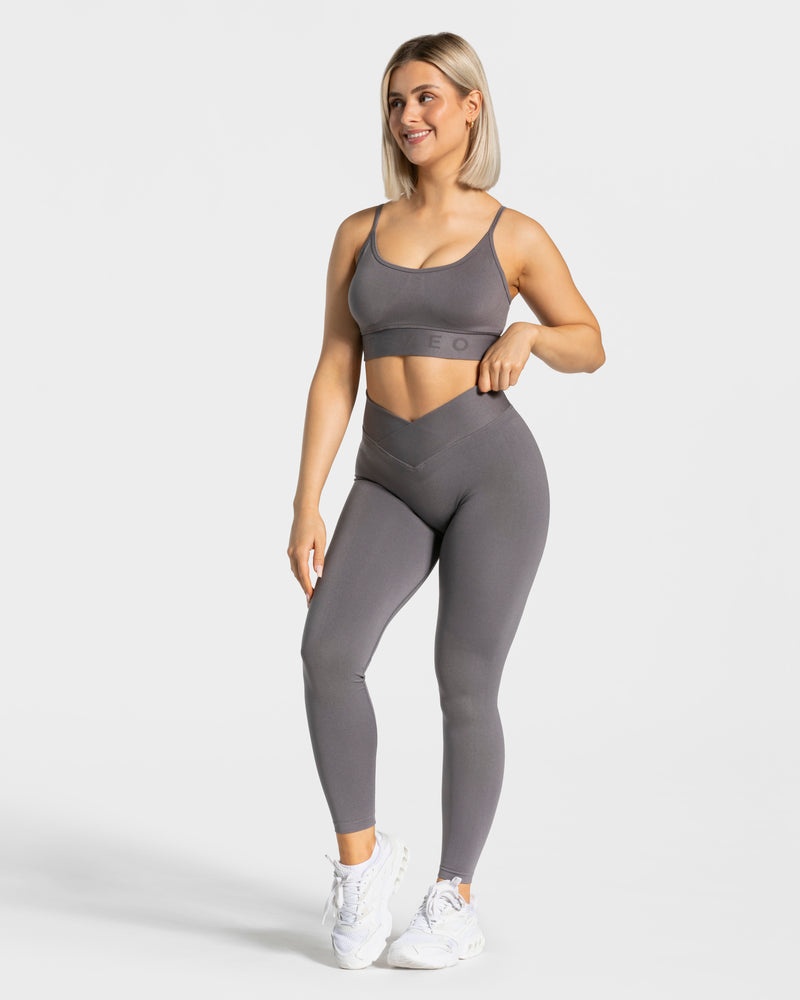 Teveo V-shape Leggings Deep Grey | CCID3451